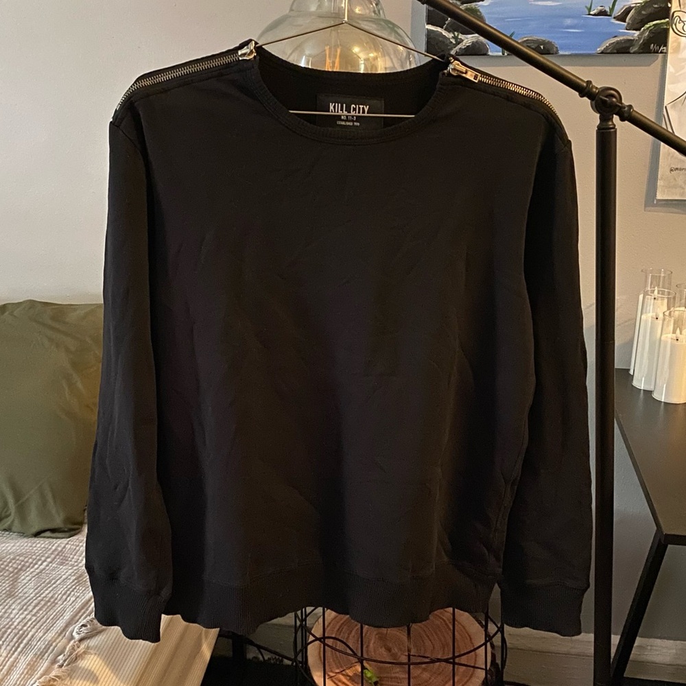 Kill City Zipper Shoulder Sweatshirt L EUC
